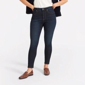 Everlane Curvy Authentic Stretch High-Rise Skinny Jean, Dark Blue, Size 25 Short